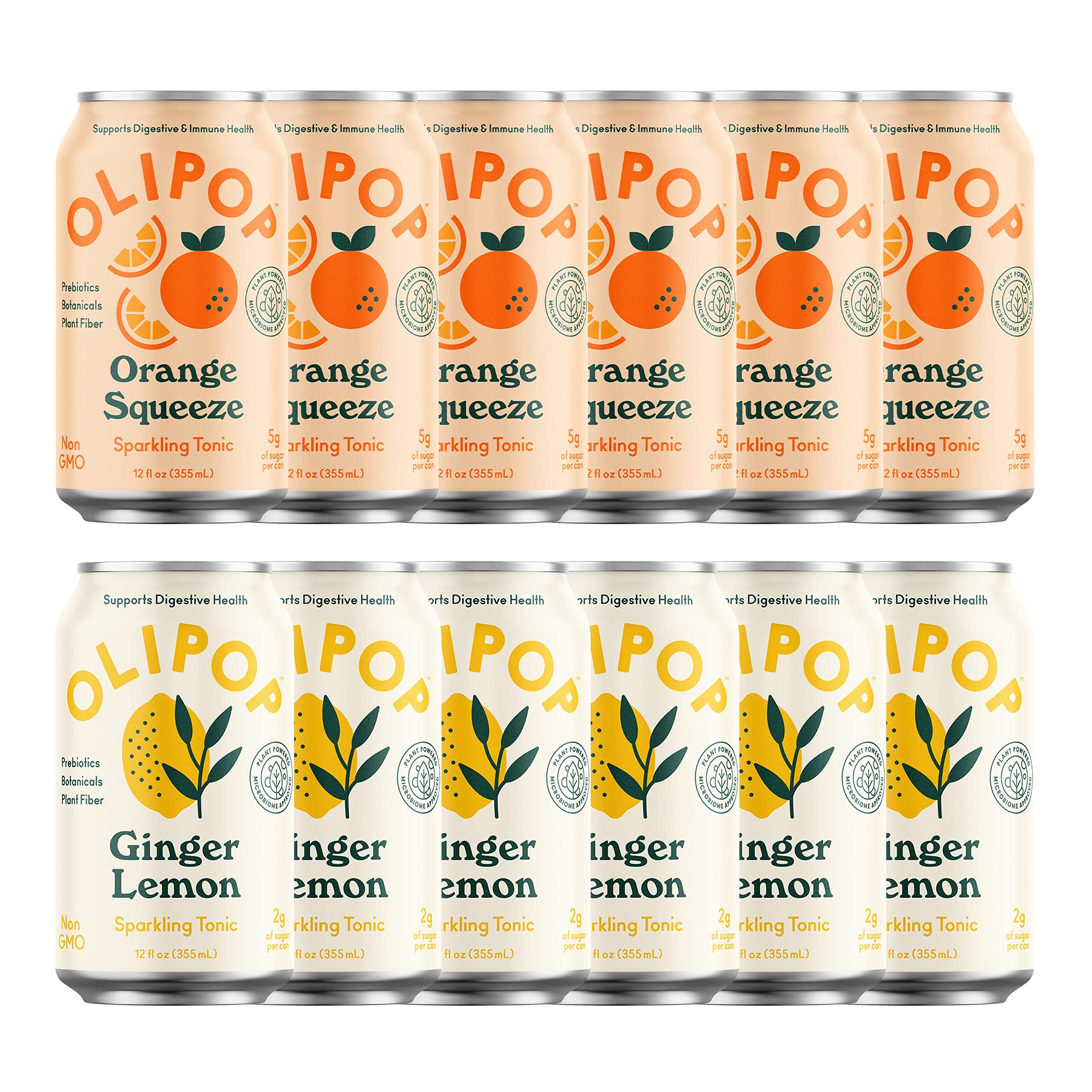 OLIPOP Summer Fun Variety Pack, Healthy Soda, Prebiotic Soft Drink, 12 Fl Oz, 12-Pack