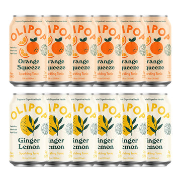 OLIPOP Summer Fun Variety Pack, Healthy Soda, Prebiotic Soft Drink, 12 Fl Oz, 12-Pack