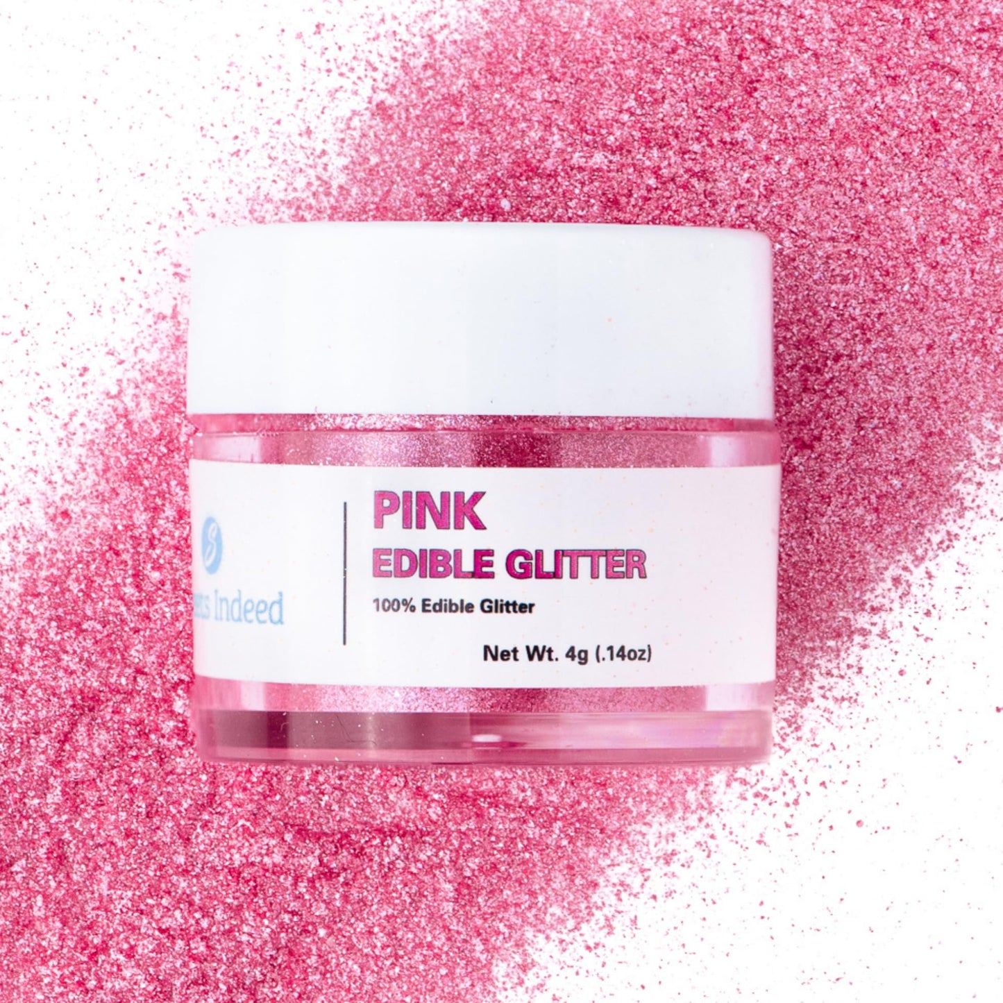 Sweets Indeed Hot Pink Edible Glitter - Valentines Day Food-Grade Drink & Baking Shimmer For Mixed Flavors  Beverages  Cakes & Desserts - 4 Gram Jar