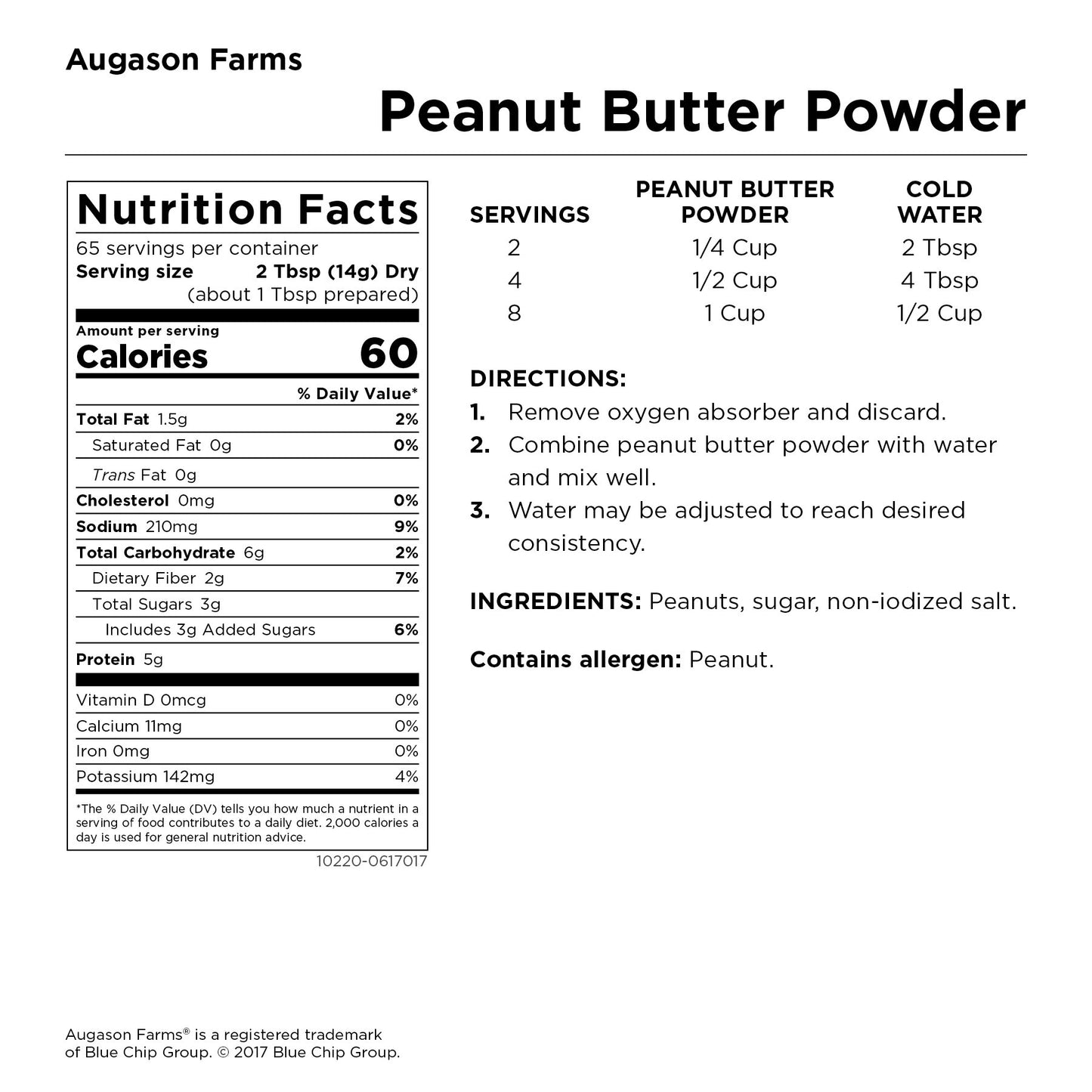 Augason Farms Peanut Butter Powder Can, Emergency Food Supply, Everyday Meals, 60 Servings