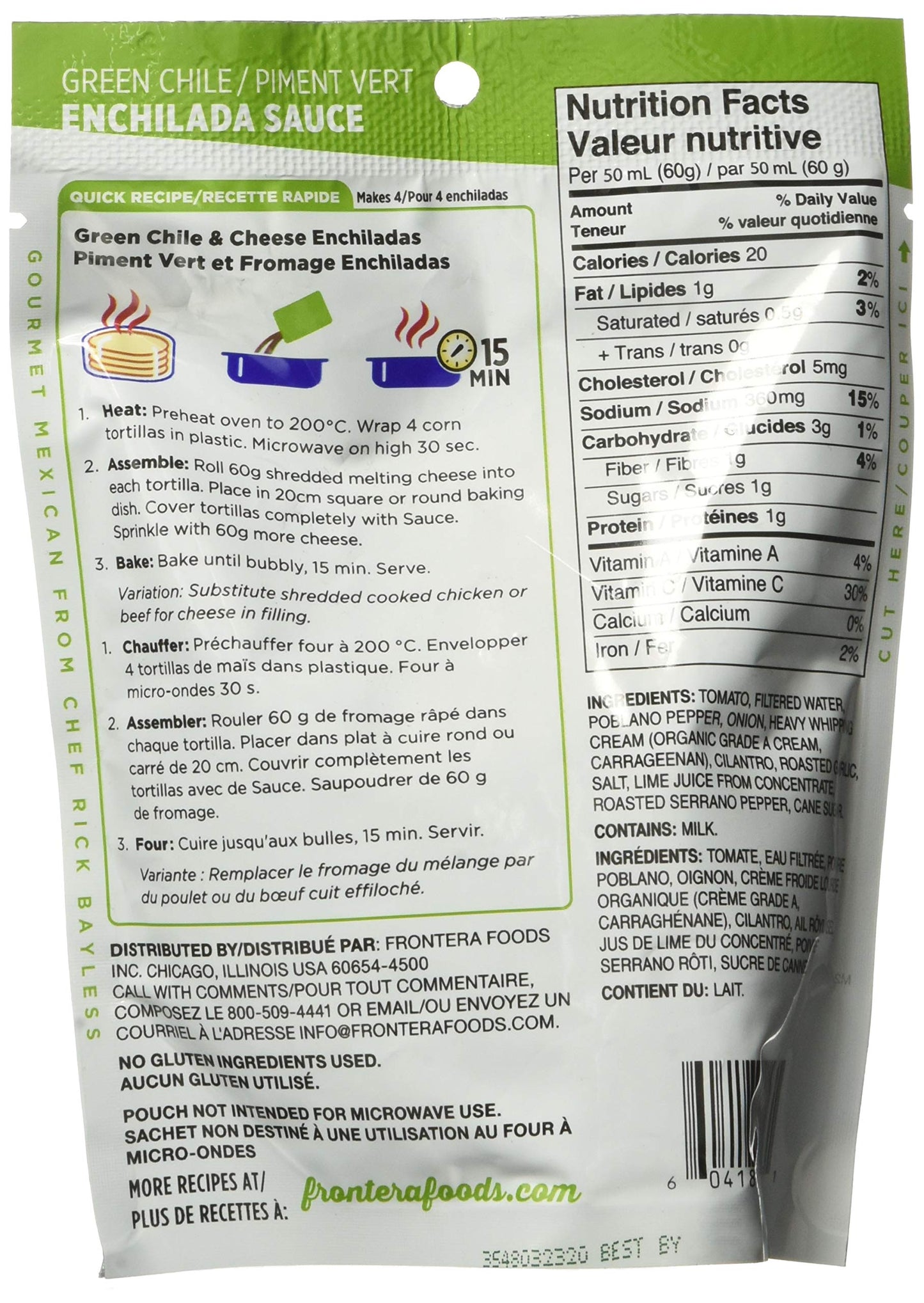 Frontera  Medium Green Chile Enchilada Sauce with Roasted Tomatillo and Garlic, Gluten Free, 8 Ounce (Pack of 6)