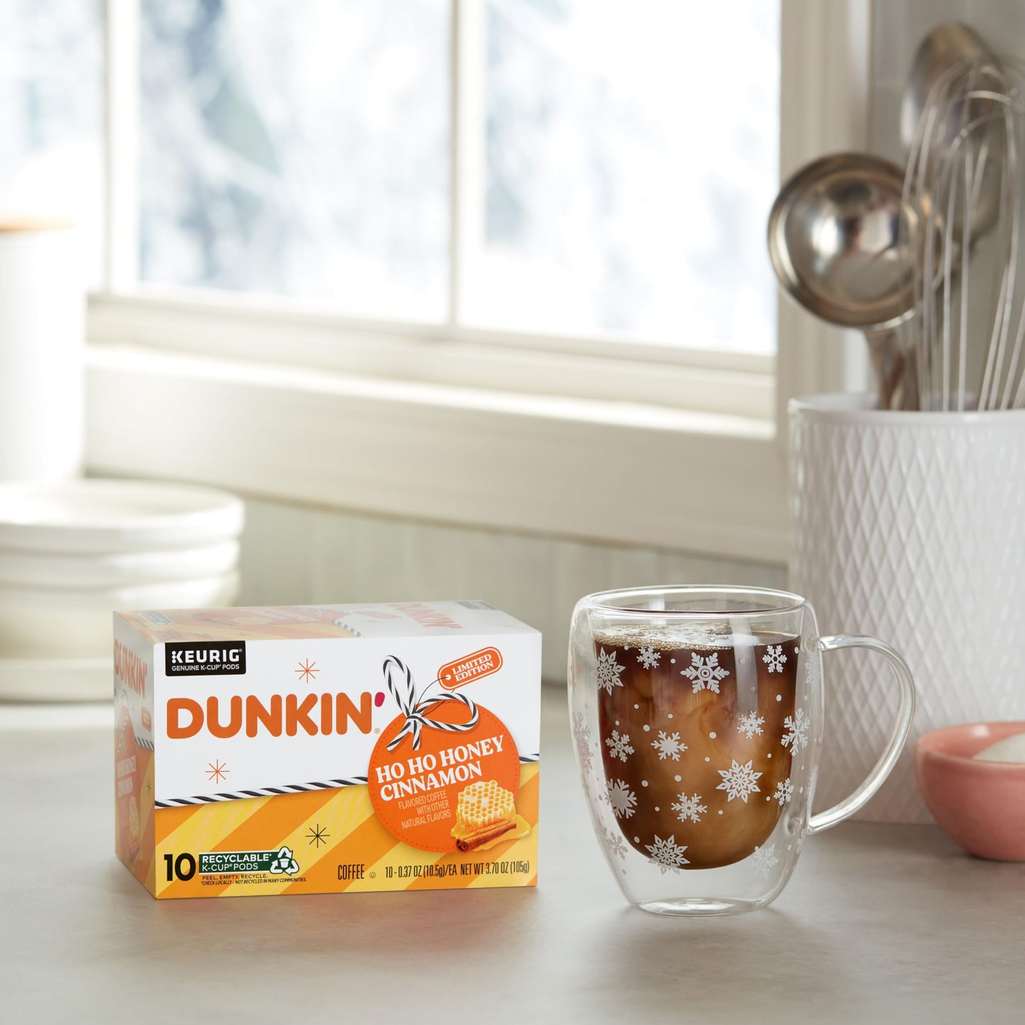 Dunkin Ho Ho Honey Cinnamon Flavored Coffee, 60 Keurig K-Cup Pods