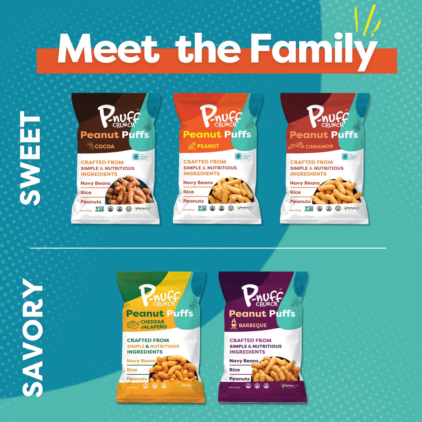 P-Nuff Crunch Peanut Puffs, Cheddar Jalapeno, 4oz Bag, Keto, Gluten Free, 20g Vegan Protein, 6-Pack