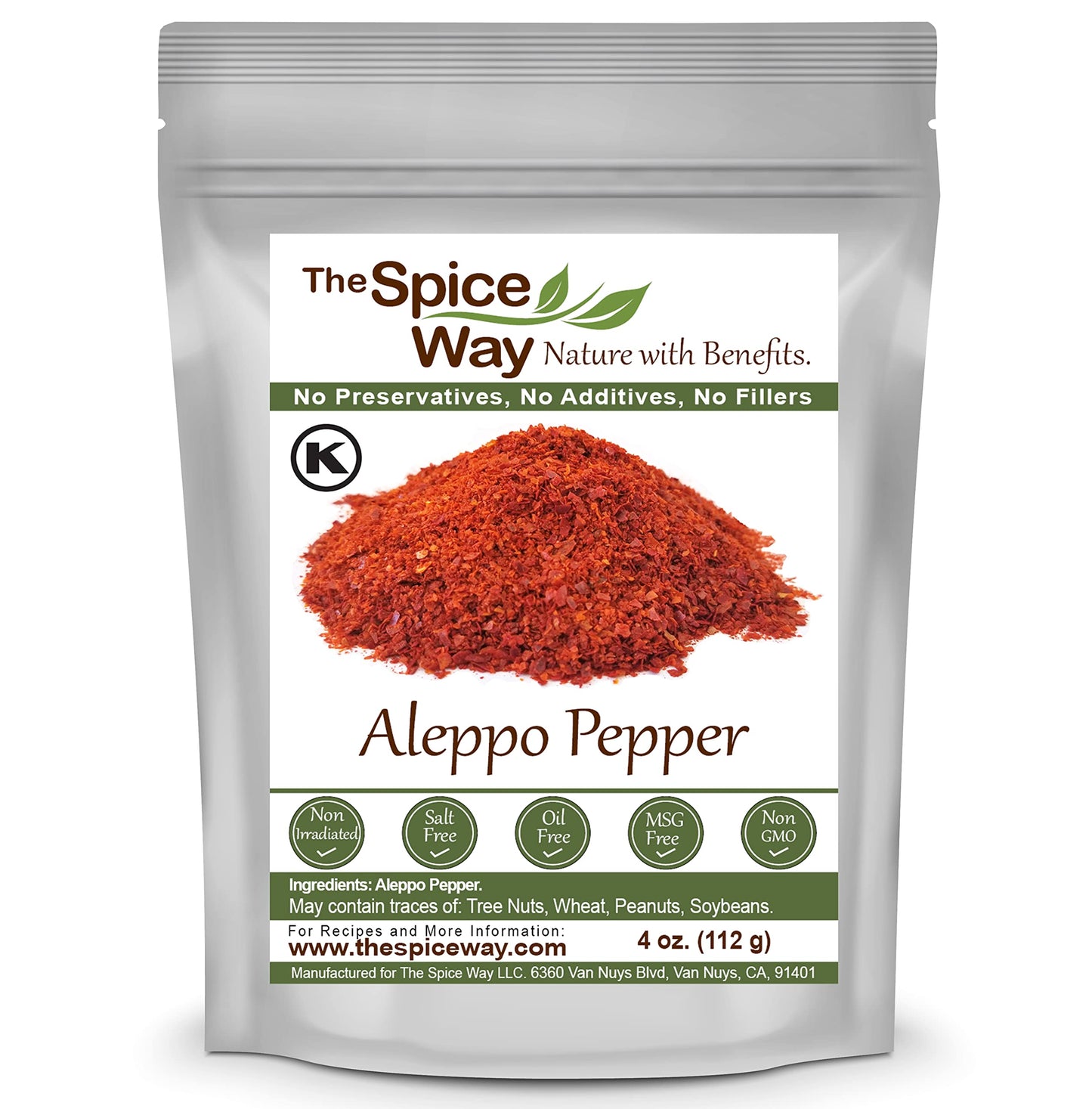 The Spice Way - Premium Aleppo Pepper Ground |4 Oz.| Crushed Aleppo Pepper Flakes (Halaby Pepper/Pul Biber/Marash Chili Pepper F