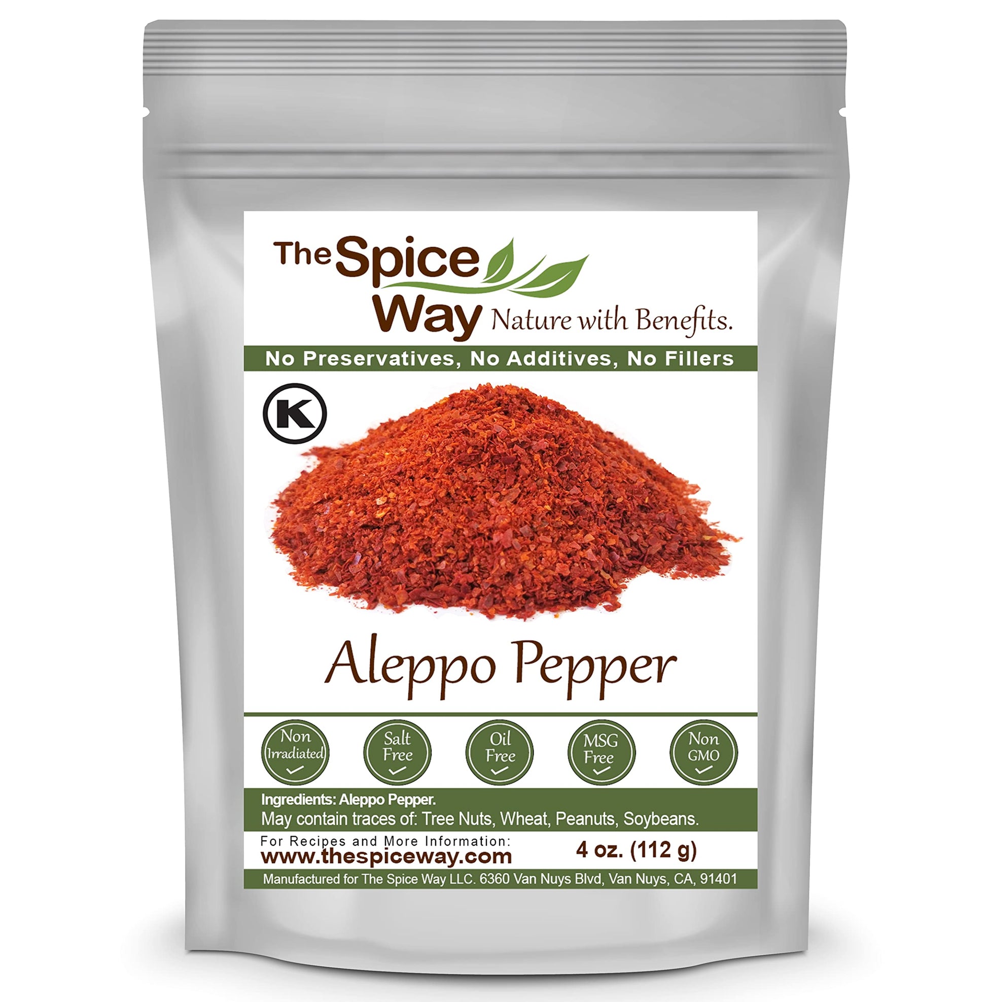 The Spice Way - Premium Aleppo Pepper Ground |4 Oz.| Crushed Aleppo Pepper Flakes (Halaby Pepper/Pul Biber/Marash Chili Pepper F