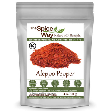 The Spice Way - Premium Aleppo Pepper Ground |4 Oz.| Crushed Aleppo Pepper Flakes (Halaby Pepper/Pul Biber/Marash Chili Pepper F