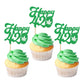 Ercadio 24 Pcs Cupcake Toppers Green Glitter Birthday Party Decorations for Men Women 420 Theme