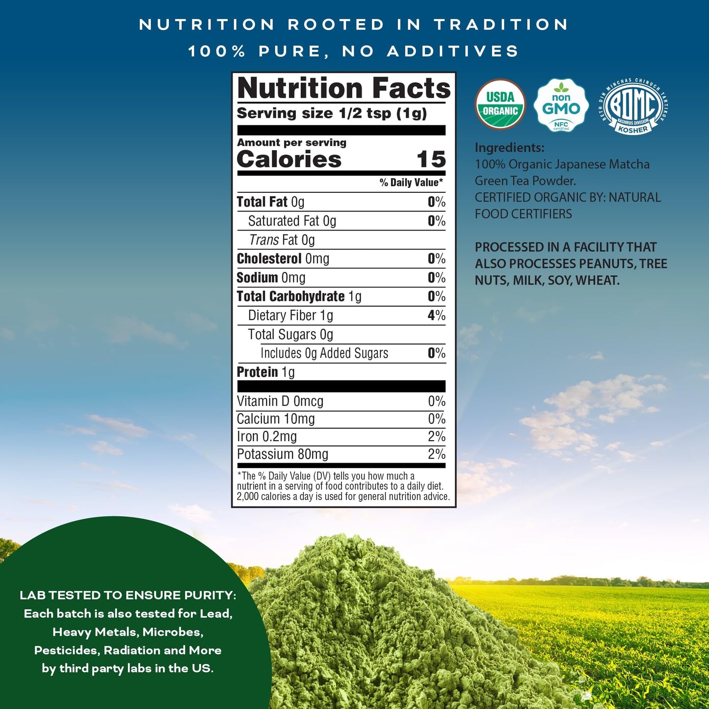 Crop By Pop - Usda Organic Ceremonial Grade Matcha Green Tea Powder, (1.06 Oz) Authentic Japanese Origin, Non Gmo Certified - La