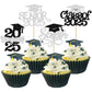 Gyufise 24Pcs 2025 Graduation Cupcake Toppers with Glitter Senior Class of 2025 Cupcake Picks Senior 2025 Cupcake Decorations fo