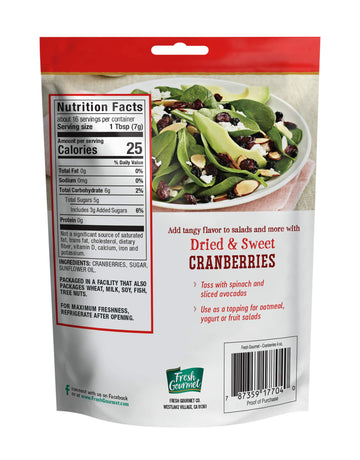 Fresh Gourmet Dried & Sweet Cranberries | 4 Ounce, Pack Of 9 | Crunchy Snack And Salad Topper