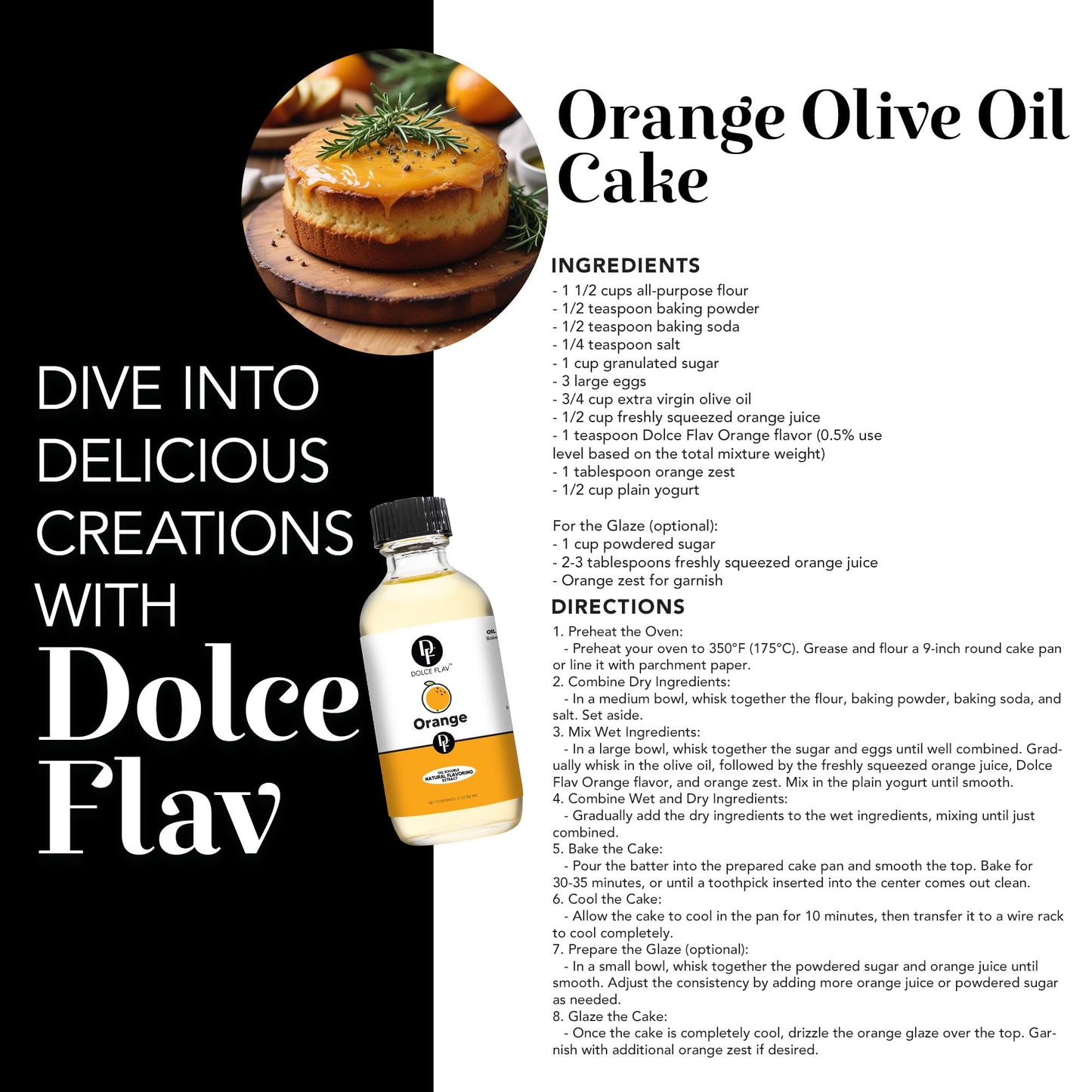Dolce Flav Natural Orange Extract - Oil-Soluble, Sugar-Free Concentrated Flavor for Candy & Desserts - 2 Oz.