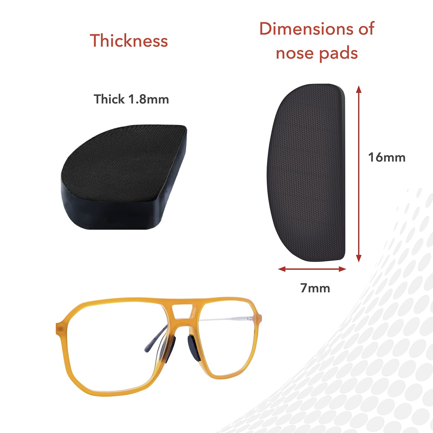 Setex Gecko Grip 1.8Mm Thick Anti Slip Eyeglass Nose Pads, (Bulk Pack 15 Black Pair) Usa Made, Innovative Microstructured Fibers
