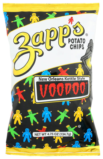 Zapps New Orleans Kettle-Style Potato Chips,Voodoo, 4.75 oz, 12 Pack