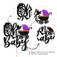 1 Pcs Halloween Oh Baby Cake Topper Glitter Spider Web Cat Carriage Baby Shower Cake Pick Little Boo Halloween Cake Decoration F