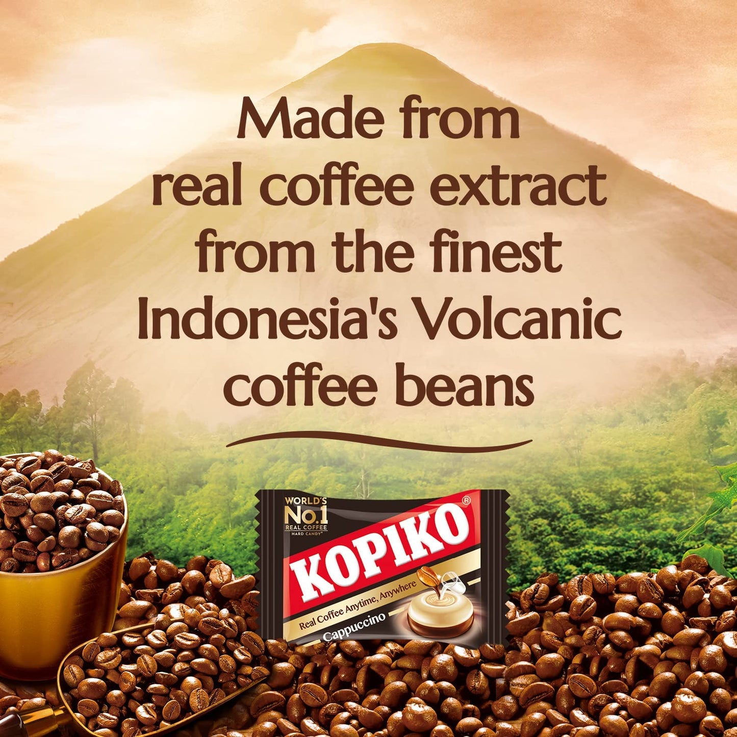 Kopiko Coffee & Cappuccino Candy Variety Pack - Real Coffee Extract - Pack of 4 - Black