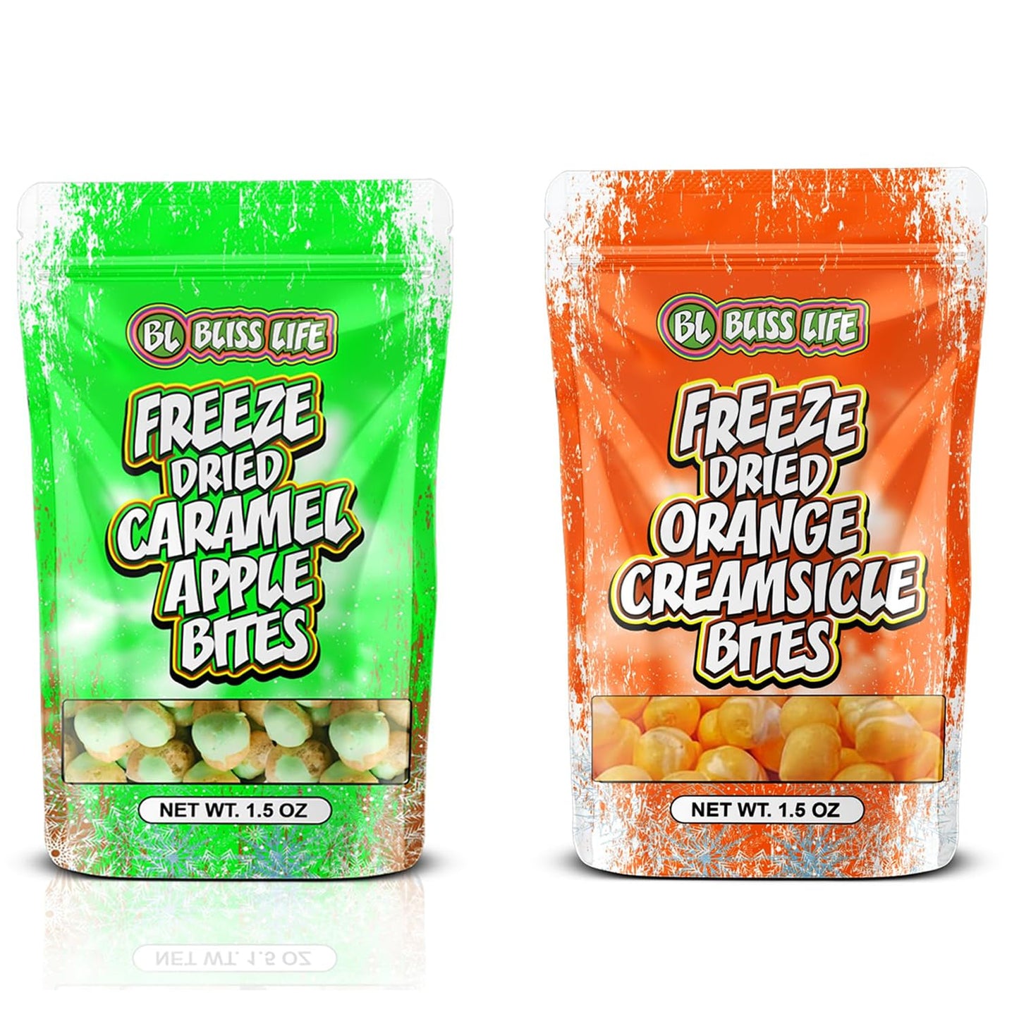 Bliss Life Freeze Dried Caramel Apple & Orange Creamsicle Candy Bundle, 1.5oz, Sweet and Tangy Kids Treats