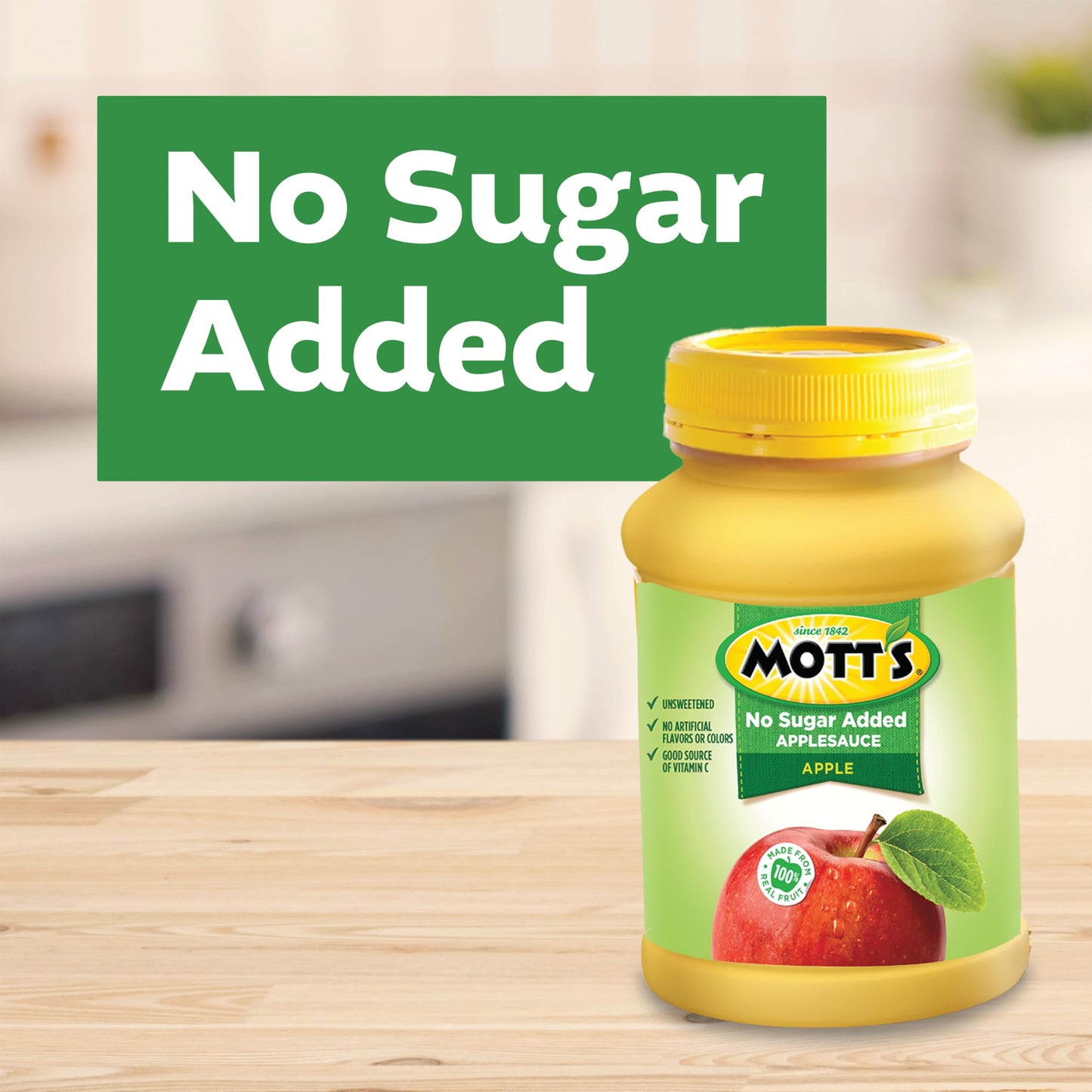 Mott s No Sugar Added Applesauce, 46 Oz Jar (Pack Of 8), Good Source Of Vitamin C, No Artificial Flavors
