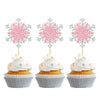 Gyufise 24Pcs Snowflake Cupcake Toppers Glitter Winter Frozen Theme Snowflake Cupcake Picks Decoration for Baby Shower Kids Birt