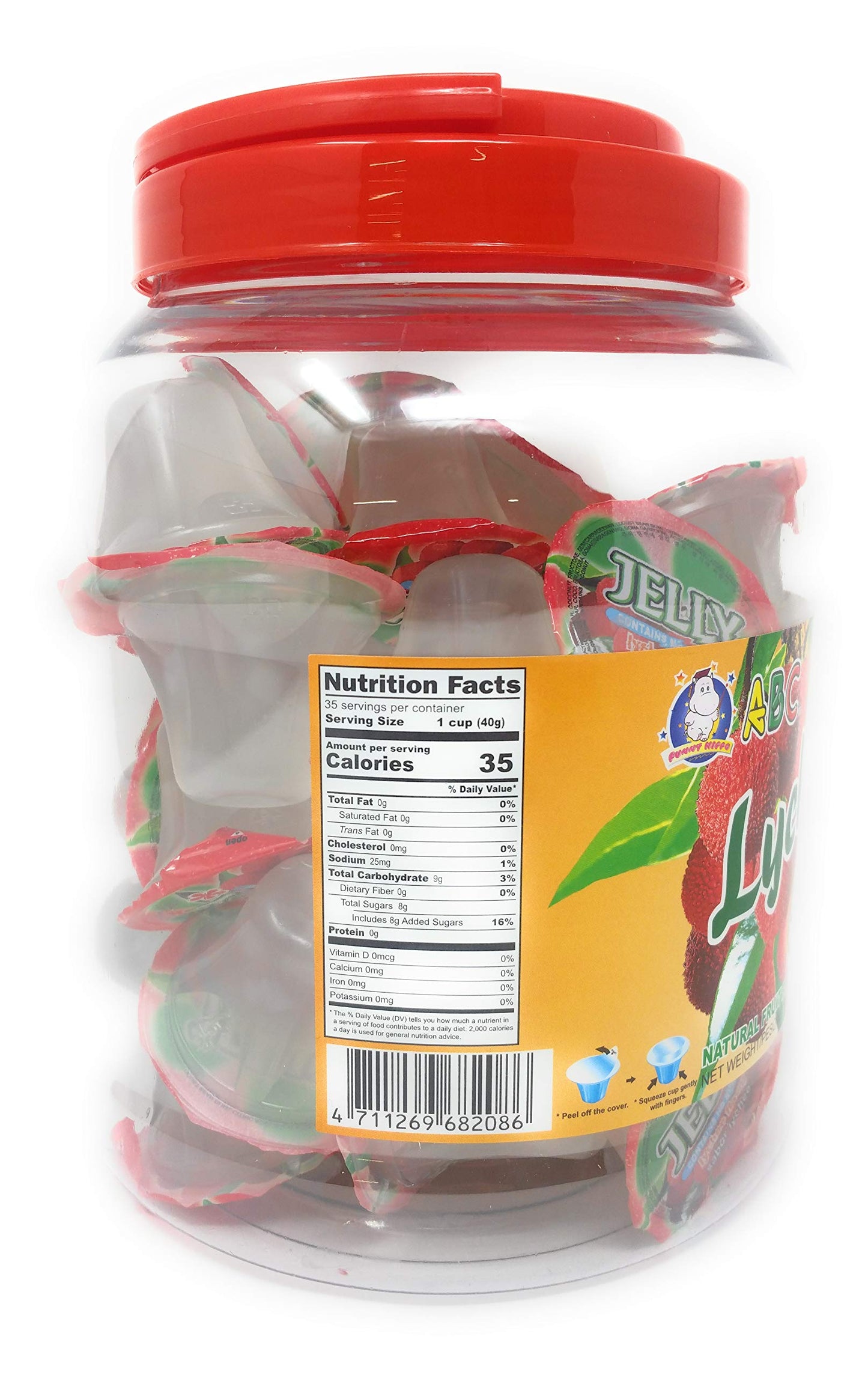 Funny Hippo Abc Fruitery Jelly Natural Fruit Bites - Lychee 49.4Oz (1400G)