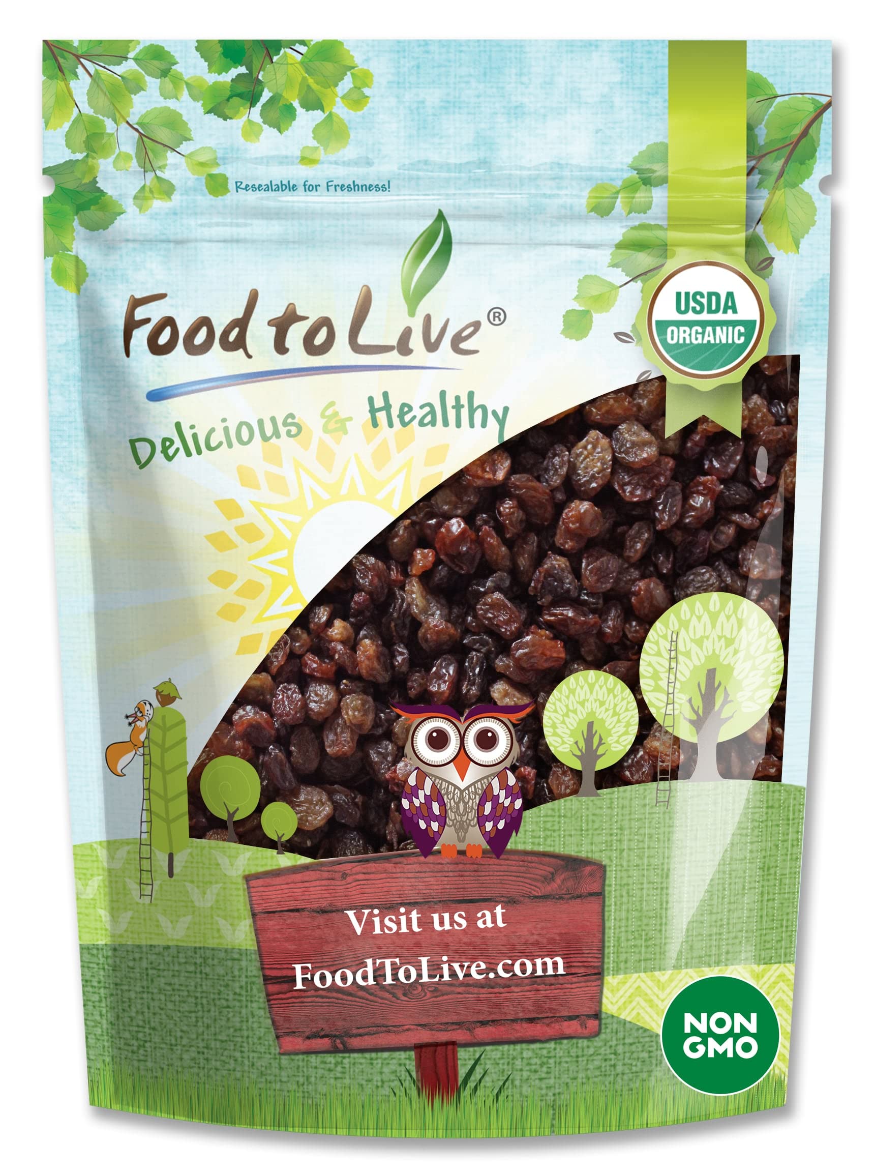 Food to Live Imported Organic Raisins, 5 Pounds - Sun Dried Thompson Seedless Select Grapes, Non-GMO, Raw, No Sugar added, Pesti