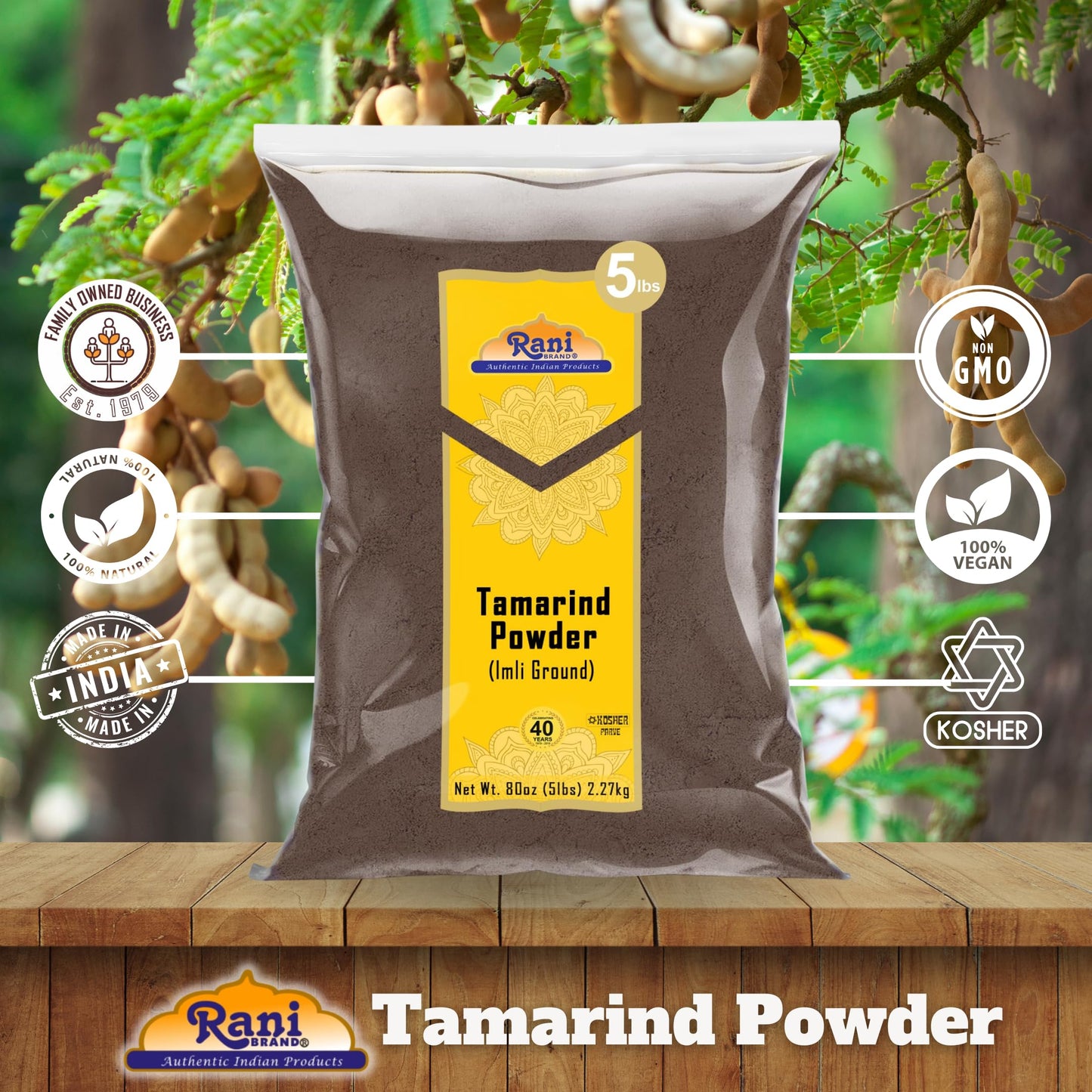 Rani Tamarind Powder (Imli) 80Oz (5Lbs) 2.27Kg Bulk ~ All Natural| No Added Sugar/Salt | Vegan | Gluten Friendly | Kosher | Non-