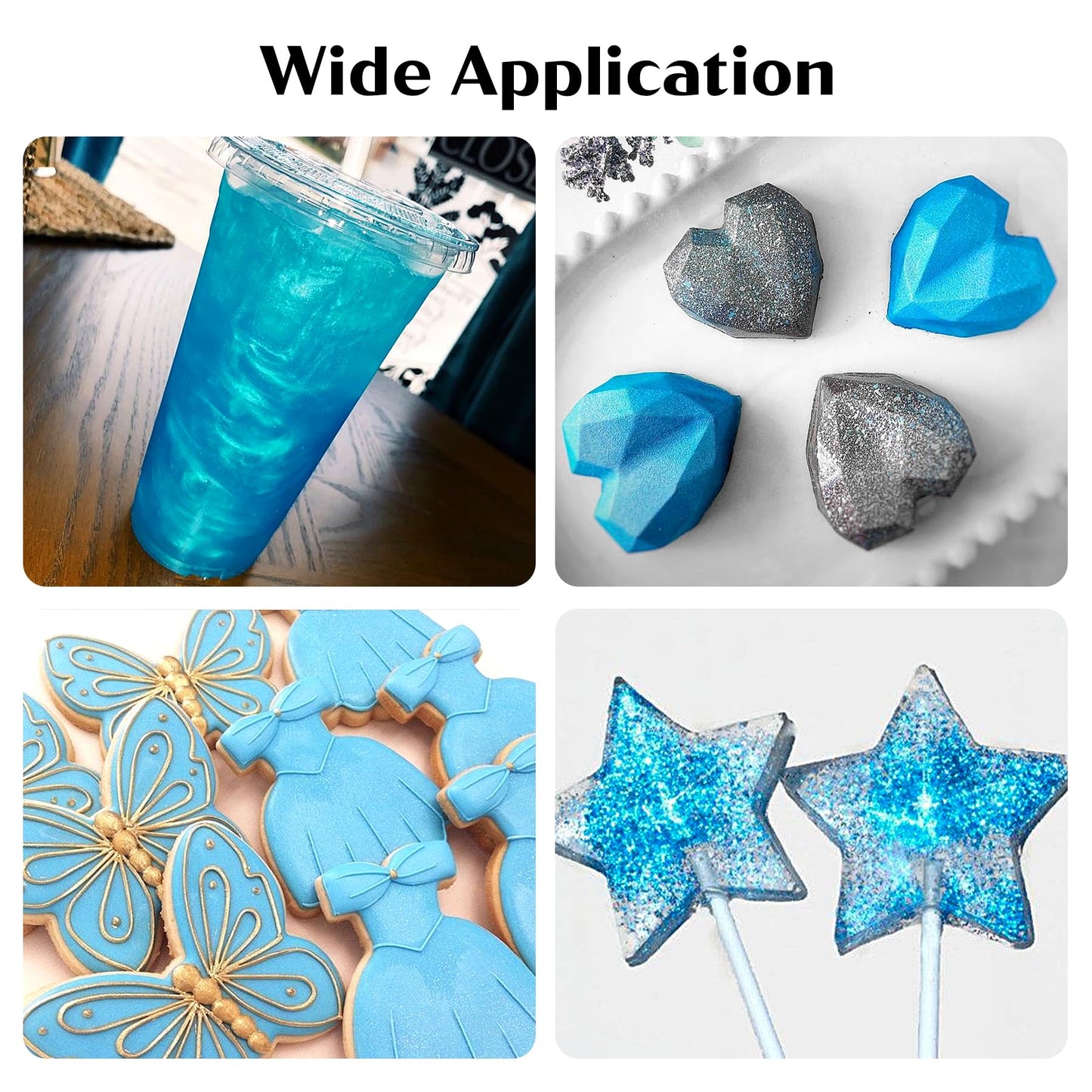 Blue Edible Glitter For Cocktails - 6G Blue Luster Dust Edible Drink Glitter Food Grade Metallic Shimmer Powder Sprinkles For Be