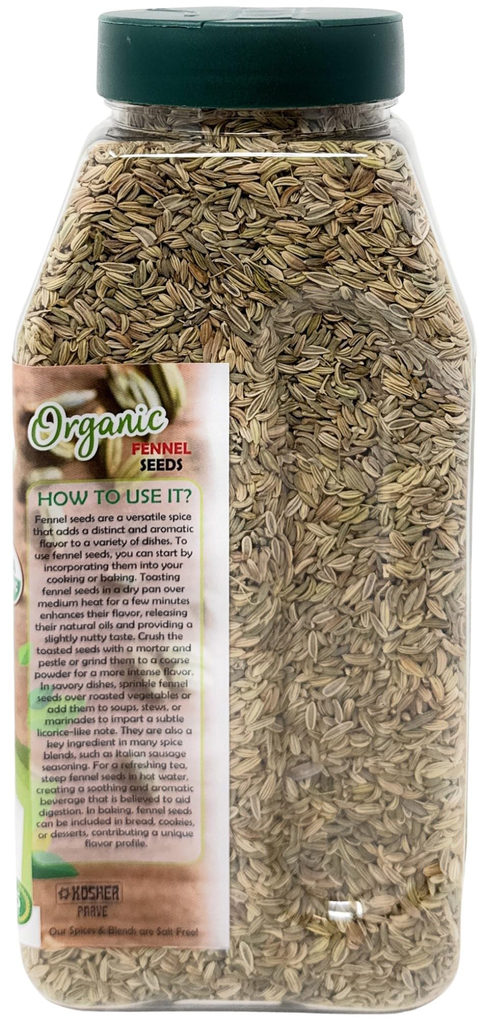 Rani Organic Fennel Seeds (Saunf Sabut) Whole Spice 16Oz (1Lb) 454G Pet Jar ~ All Natural | Vegan | Gluten Friendly | Non-Gmo |