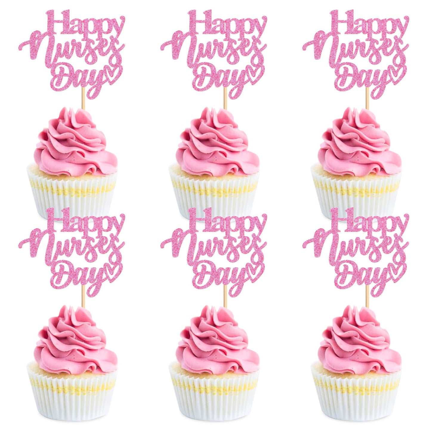 Ercadio 24Pcs Nurse Cupcake Toppers Happy Nurse Day Nursing School Graduation Cupcake Picks Thank You for Medical Nurse Themed B
