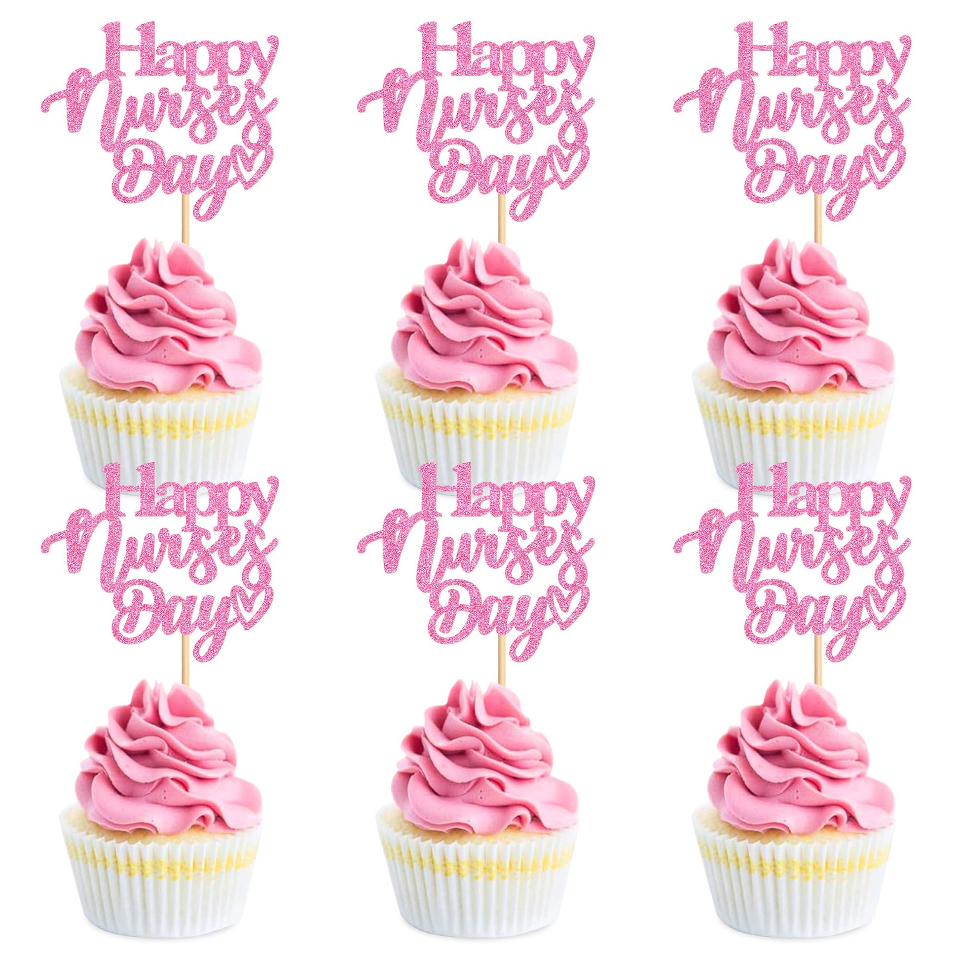 Ercadio 24Pcs Nurse Cupcake Toppers Happy Nurse Day Nursing School Graduation Cupcake Picks Thank You for Medical Nurse Themed B