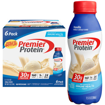 Premier Protein Shake, Vanilla, 30g Protein 1g Sugar 24 Vitamins Minerals Nutrients to Support Immune Health, 11.5 fl oz (Pack o