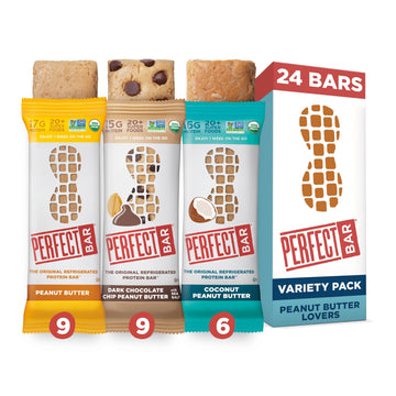 Perfect Bar Original Refrigerated Protein Bar, Peanut Butter Lovers Variety Bundle, 2.2 - 2.5 Ounce Bar, 8 Count (Pack of 3)