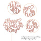 YCTHUNFISH Cake Topper - Glitter Heart Design for Valentines Day, Engagement, Birthday - Rose Gold, Bamboo Material