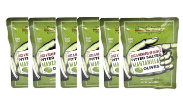 Just a Handful of Pitted Salted Manzanilla Olives 1.05 oz each (Pack of 6)