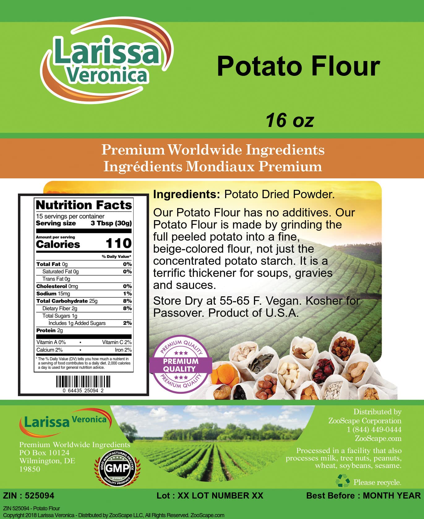 Potato Flour (16 Oz, Zin: 525094)