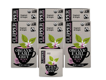 Clipper Tea, Earl Grey, Organic Tea With Citrus Begamot, Plant Based, Black Tea, Caffeinated British Tea, 6 Pack, 120 Unbleached