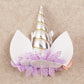 Nishine Rose Floral Unicorn Cake Topper Birthday Party Cake Decoration (Silver&Pink)