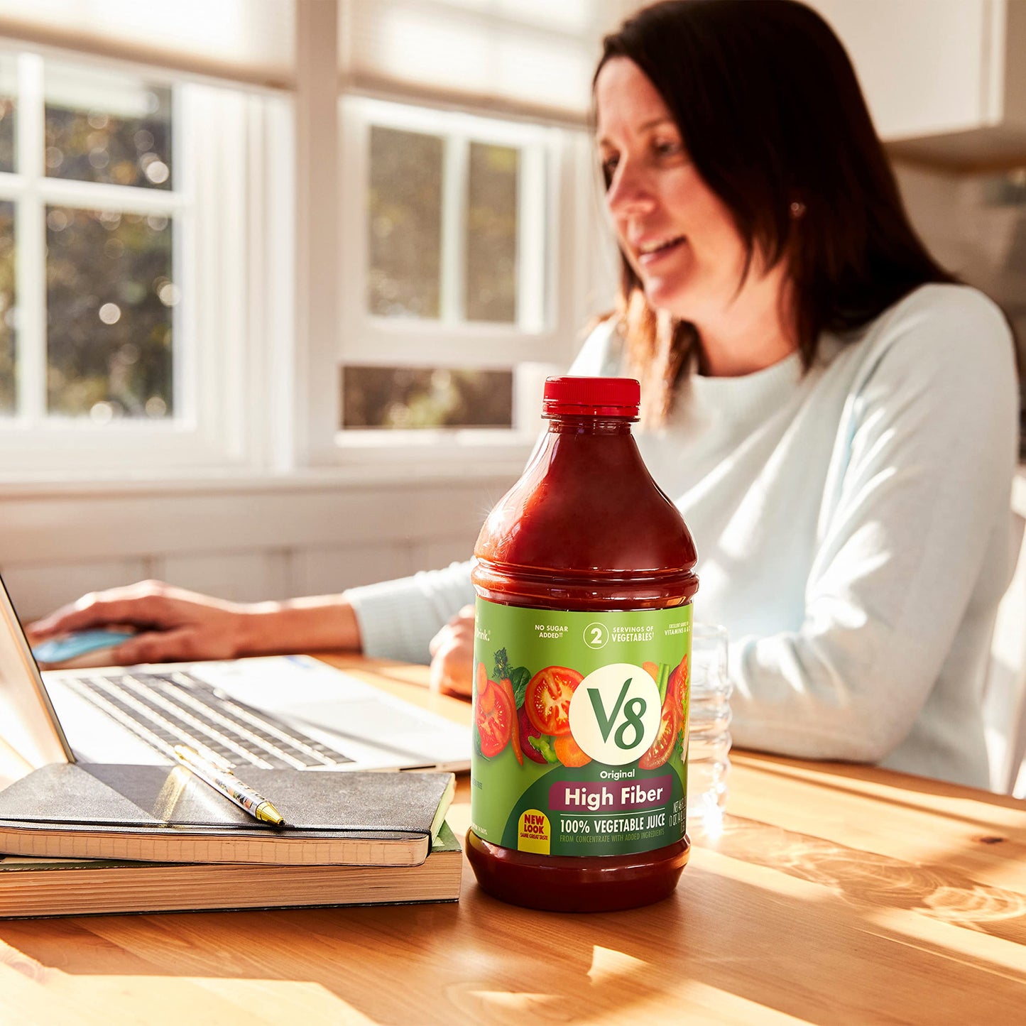 V8 High Fiber 100% Vegetable Juice, 46 fl oz Bottle