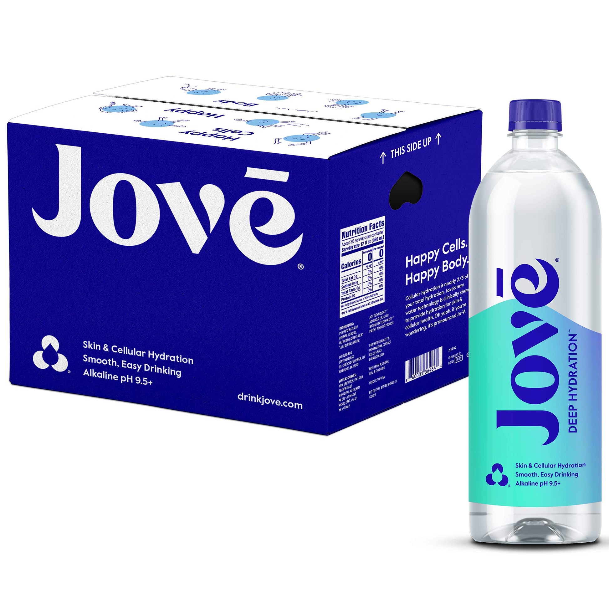 Jove Alkaline pH Water  Skin & Cellular Hydration  pH 9.5+  Refreshing  Great Taste  1 Liter (Pack of 12)
