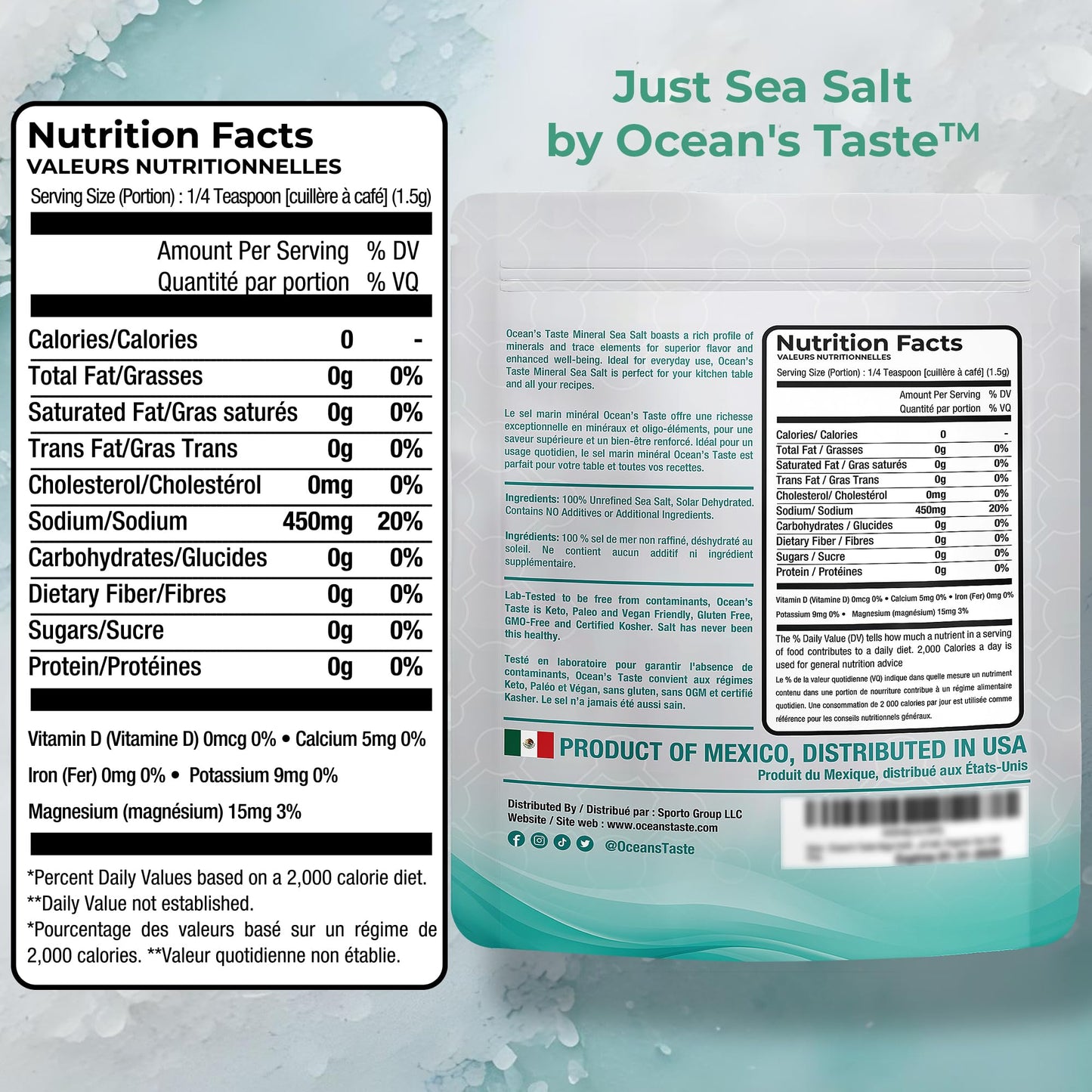 0.5LB Oceans Taste Baja Gold Sea Salt, Coarse Natural Grain, 4X More Minerals than Celtic Salt, 30% Less Sodium, Mineral Salt I
