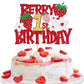 1 Pcs Berry 1St Birthday Cake Topper Red Glitter Flower Fruit Sweet One Strawberry Cake Pick First Birthday Strawberry One Cake