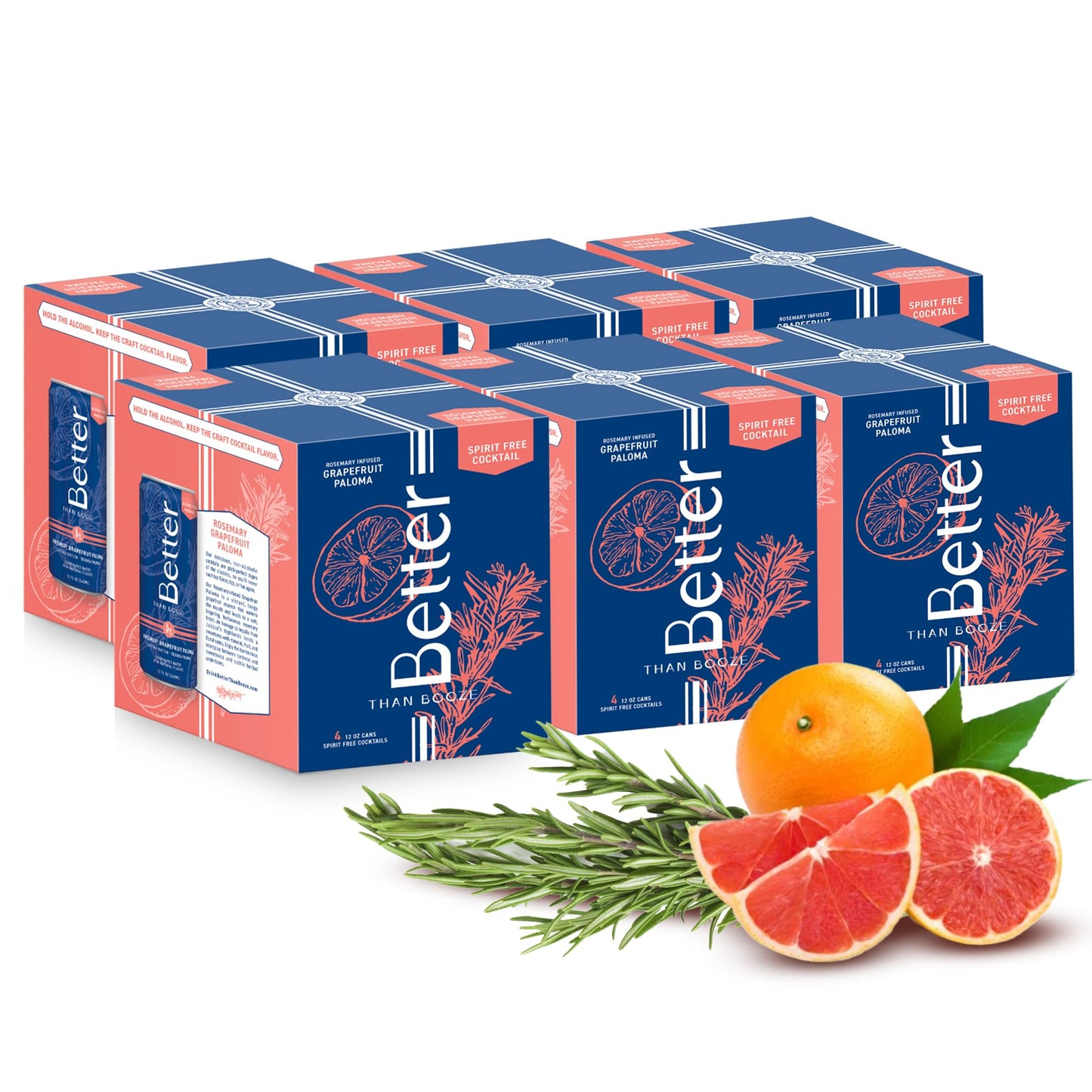 Better Than Booze Non-Alcoholic Mocktail Drinks | Rosemary Grapefruit | 24 Pack Case