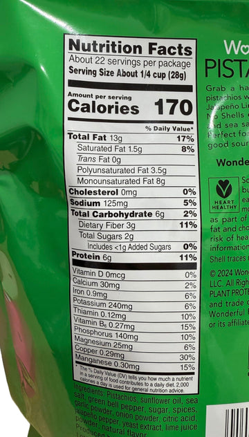 Wonderful Pistachios Jalapeno Lime - 22 Ounces