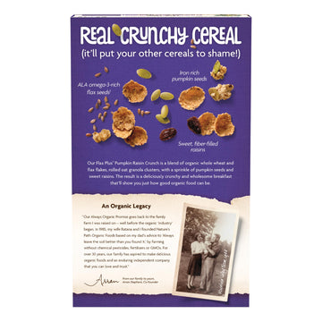 Nature s Path Organic Flax Plus Pumpkin Raisin Crunch Cereal, 12.3 oz (Pack of 1), Non-GMO