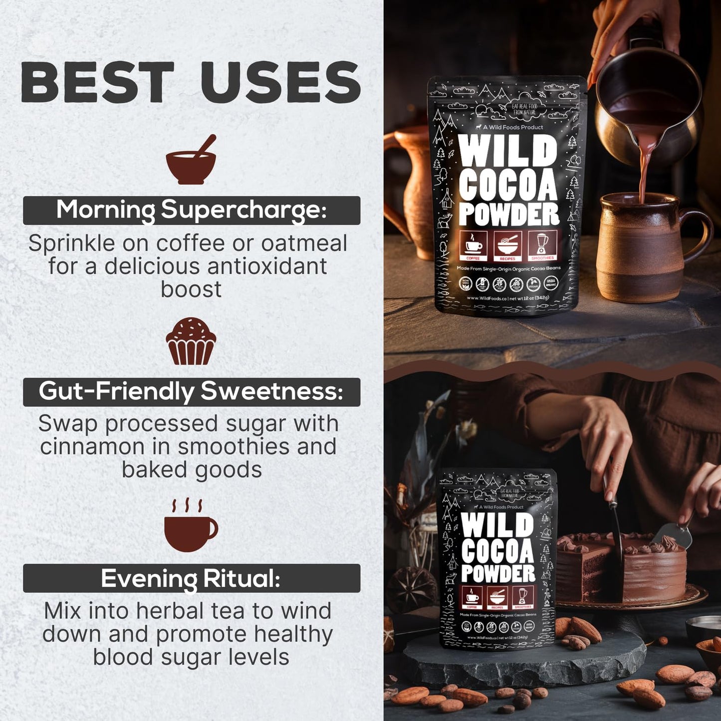 Raw Organic Cacao Powder  Handcrafted  Single-Origin  Fair Trade  Non-Alkalized Cocoa from Peru (24 ounce)