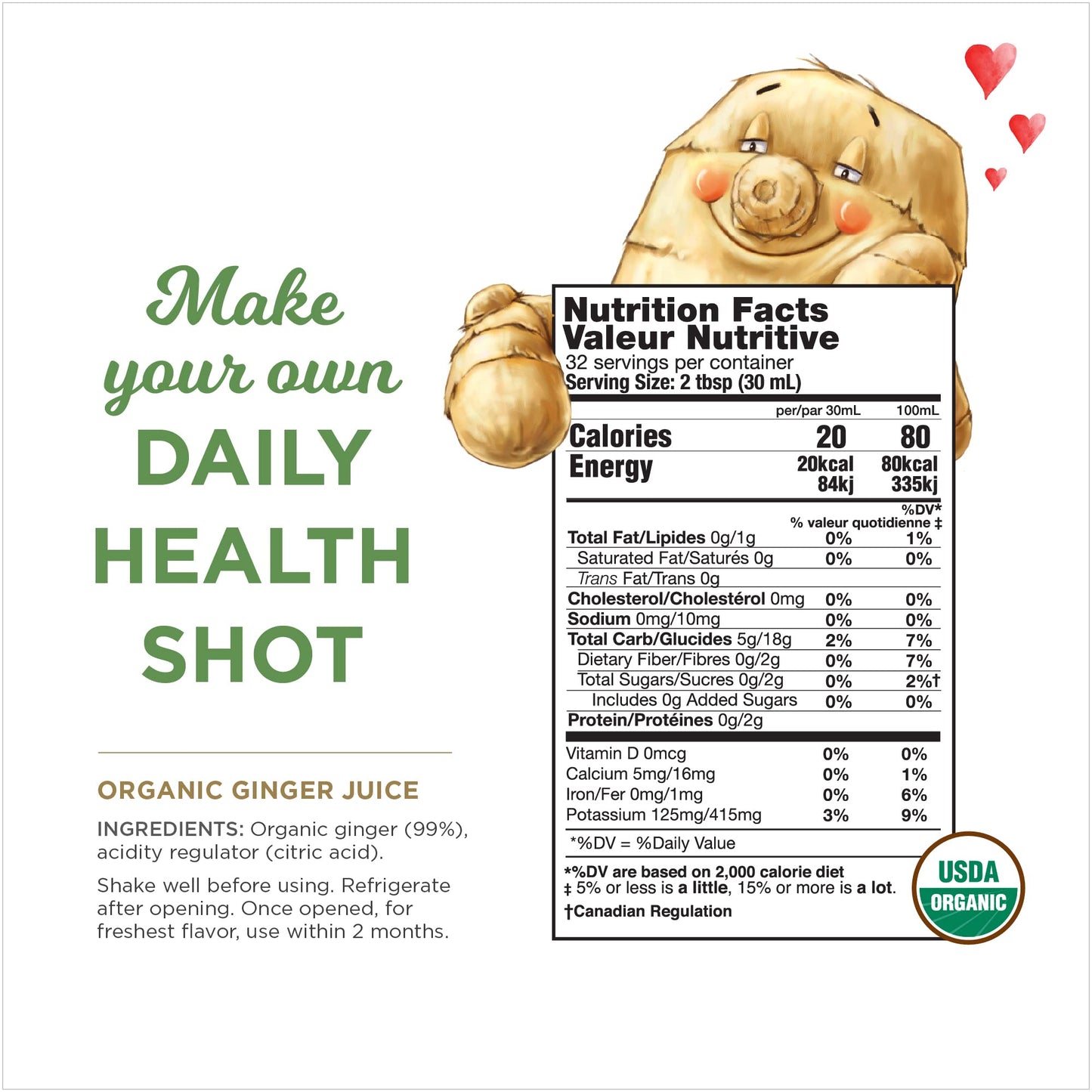 The Ginger People Organic Ginger Juice - 32 Fl Oz Bottle, Amber Color, Premium Quality