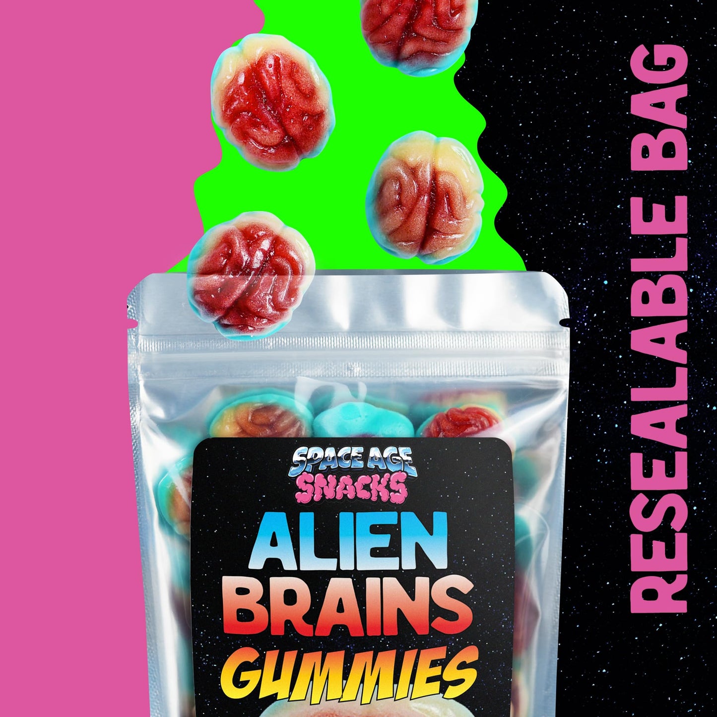 Alien Gummy Brains - 10 Ounces Of Gummy Halloween Candy For Halloween Themed Candy Occasions - Spooky Candy Halloween Gummies Fo
