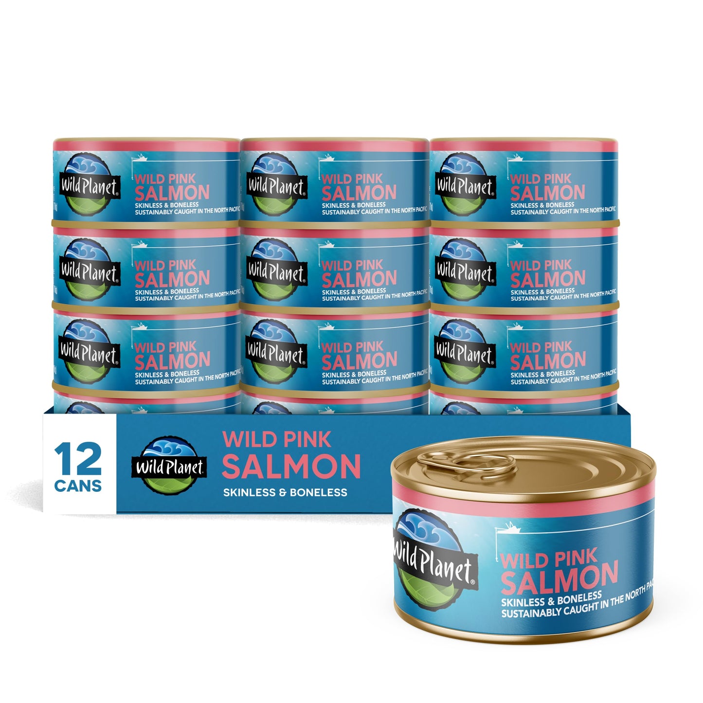 Wild  t, Wild Pink Salmon, Canned Salmon, Sustainably Wild-Caught, Non-GMO, Kosher 6 Ounce, (Pack of 12)