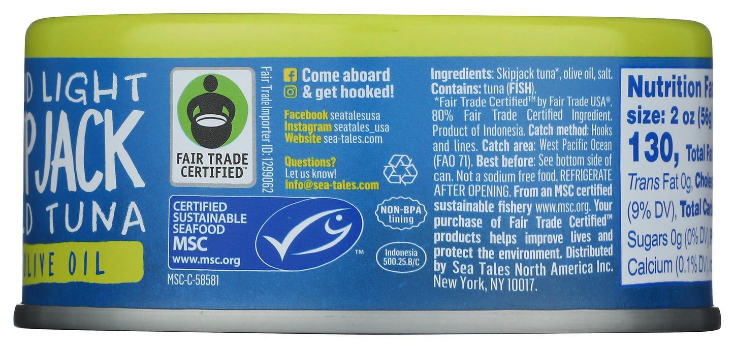 Sea Tales Skipjack Tuna in Olive Oil, 5 oz, Premium Seafood, Rich Flavor, Convenient Pack