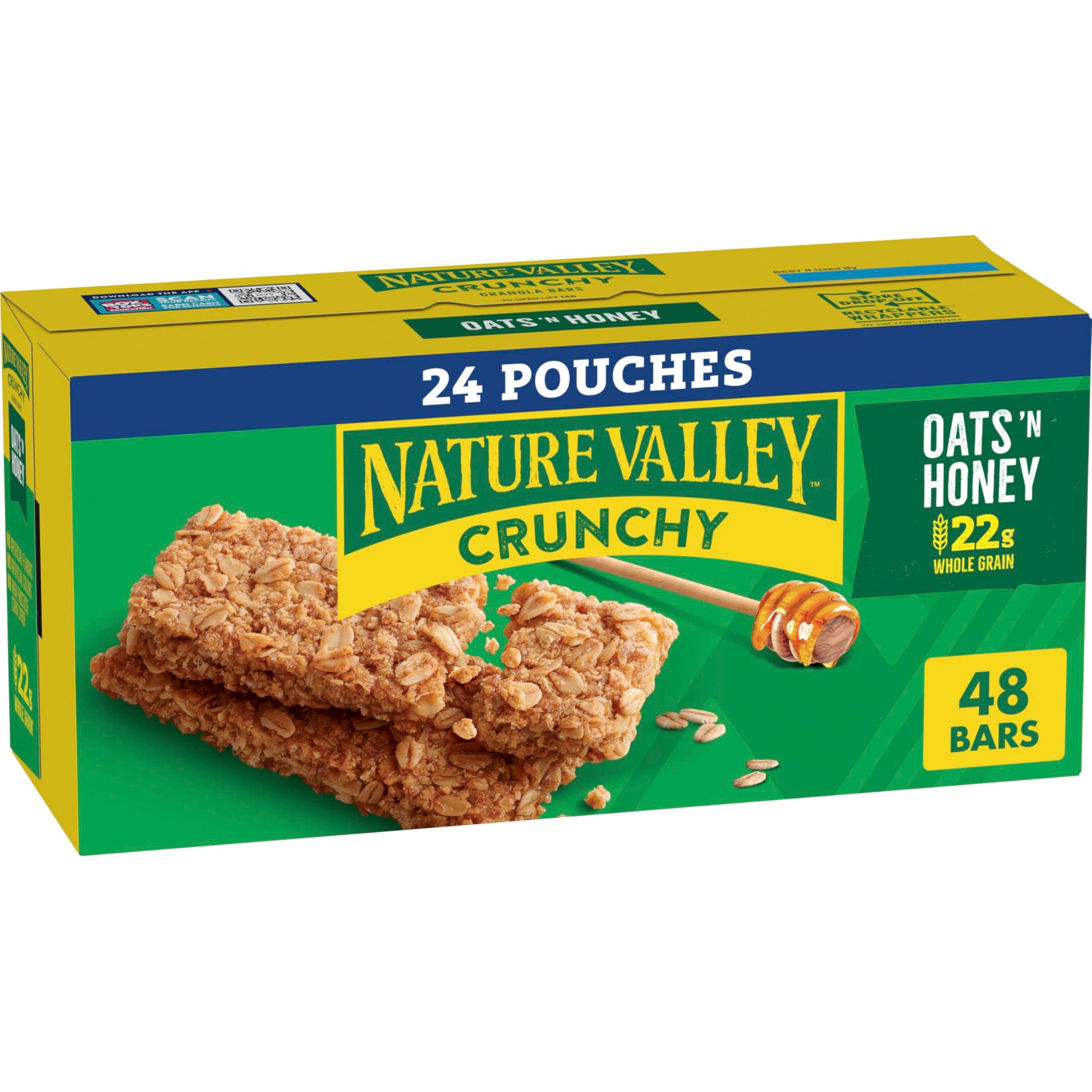 Nature Valley Crunchy Granola Bars, Oats n Honey, 48 Ct, 35.76 oz (24 Pouches)