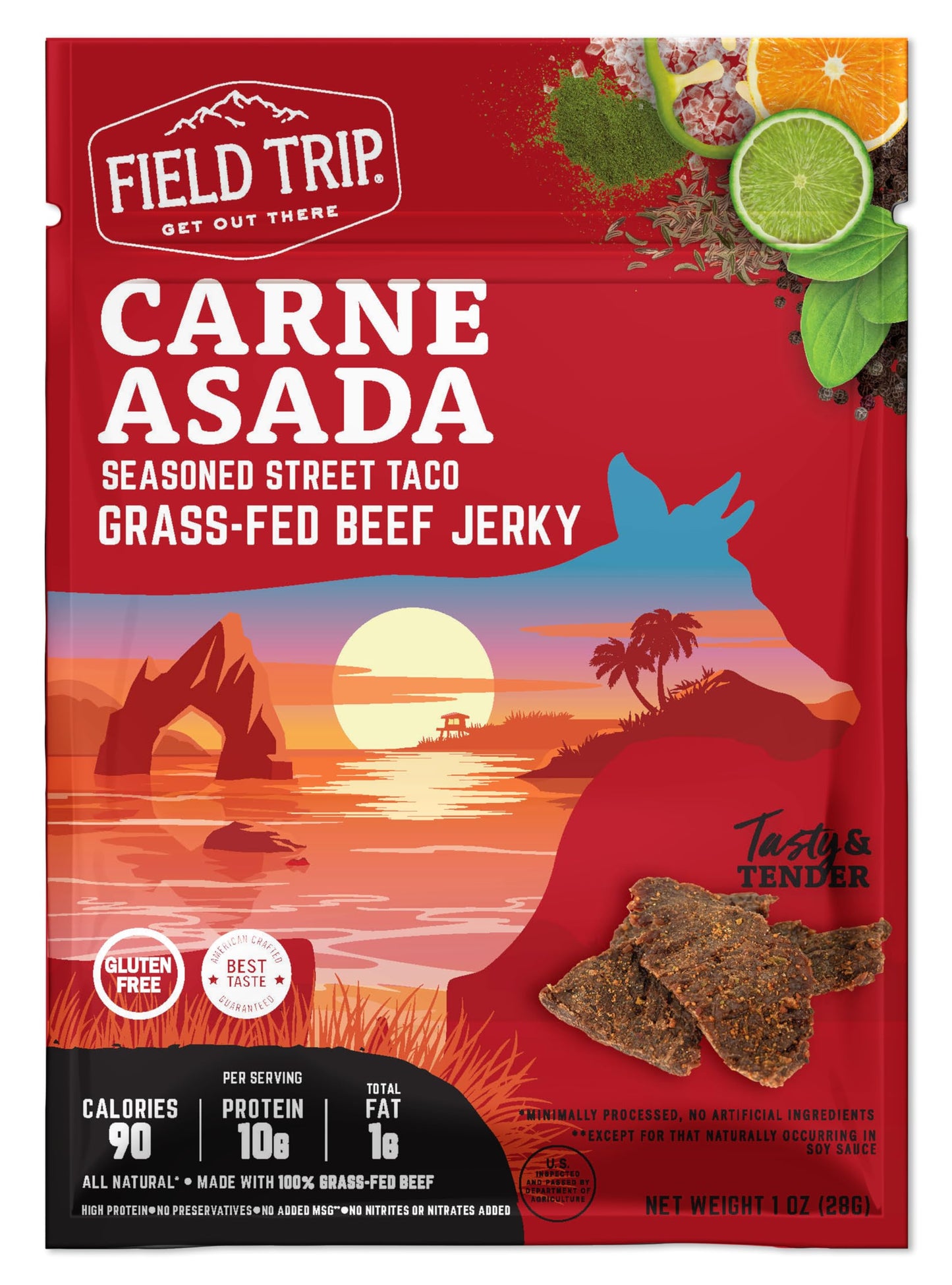 Field Trip Beef Jerky, Gluten Free, Paleo-Friendly, High Protein, Low Carb, 1oz Bag, 12 Pack